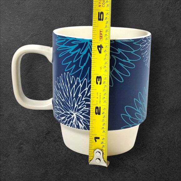 Starbucks 2016 Blue Chrysanthemum Stackable Mugs Set of 3 – 12 oz Flowers - Picture 9 of 9